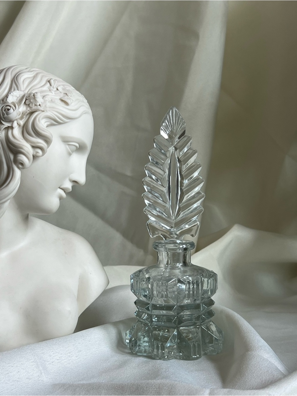 Vintage Glass Jar with Glass Feather Topper